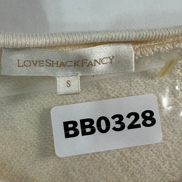 LoveShackFancy S Melanie Top Ruffle Front Detail Cream Tie Dye Coloring *flaw - Picture 3 of 10